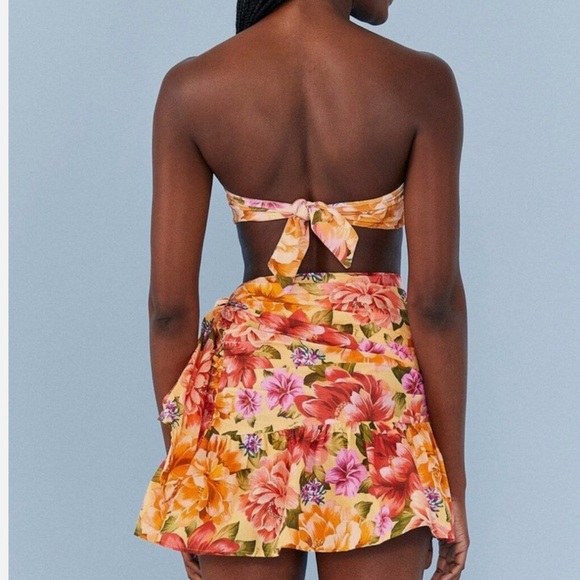 Farm Rio Anthropologie Lia Cover Up Mini Skirt Floral Print Wrap Cotton Medium - Picture 7 of 7
